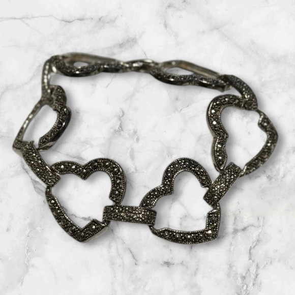 💟💎Vintage Silver Heart Link Bracelet - Picture 7 of 14